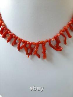 JAPANESE CORAL NECKLACE! 100%Natural Coral Necklace Red Tree Round Coral Jewelry