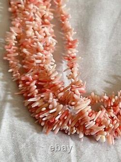 Jay King DTR 6 Strand Necklace Pink Angel Skin Coral Branch Sterling Silver Rare