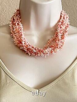 Jay King DTR 6 Strand Necklace Pink Angel Skin Coral Branch Sterling Silver Rare