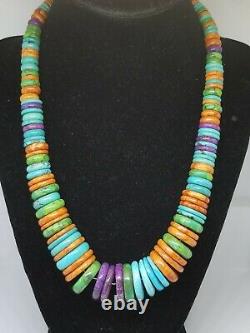 Jay King DTR Sterling Strand Colorful Turquoise Sponge Coral Disc Bead Necklace
