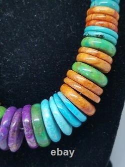 Jay King DTR Sterling Strand Colorful Turquoise Sponge Coral Disc Bead Necklace