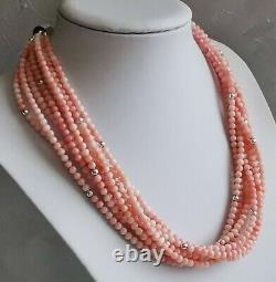 Jay King Sterling 925 8 Strands Angel Skin Coral Necklace Bracelet Set