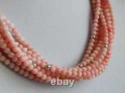 Jay King Sterling 925 8 Strands Angel Skin Coral Necklace Bracelet Set