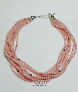 Jay King Sterling Silver Pink Coral Bead Multi Strand Necklace New In Box