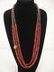 Kewa Santo Domingo 3-strand Necklace Heishi Red Coral Beads Turquoise Long Heavy
