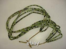 KEWA Santo Domingo Beaded 5-Strand Necklace Green Serpentine Turquoise Red Coral