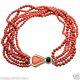 Kenneth Jay Lane 6 Row Jet Bead Necklace With Black/coral Geometric Clasp 8206nc
