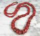 Large Antique Victorian Red Italian Coral Nugget Bead Necklace 36 3/4 138.3g