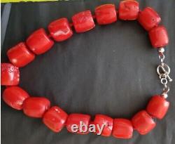 Ladies handmade Chunky Red Necklace from Colour Dye Root Coral, Valentine's Gifts