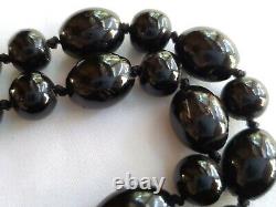 Large 30 Vintage Hawaiian Black Coral Round/Oval Bead Branch Pendant Necklace