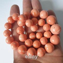 Large Antique Natural Old Coral Beads Necklace 94 gr