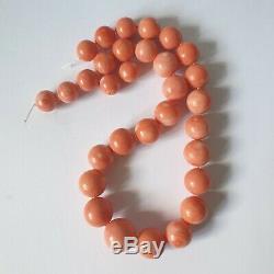 Large Antique Natural Old Coral Beads Necklace 94 gr