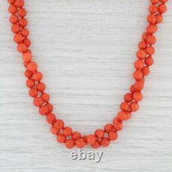 Linda Lee Johnson Precious Red Coral Bead Necklace 22k Gold 17 Double Strand