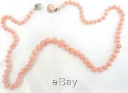 Lovely Antique Natural Coral Bead Necklace, Gilt Clasp