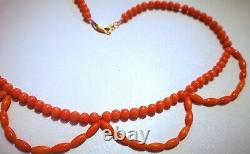 Lovely Beautiful Salmon Colour Coral Necklace, 18 3/4 Long