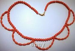 Lovely Beautiful Salmon Colour Coral Necklace, 18 3/4 Long