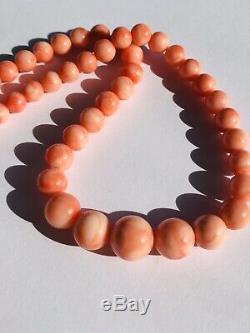 Lovely vintage necklace genuine CORAL beads great size 33g