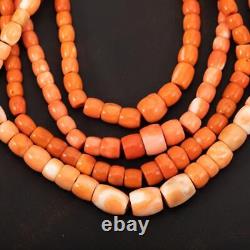 MOMO Coral Bead Necklace Native American Handmade NATURAL Hand Carved YAZZIE Fam