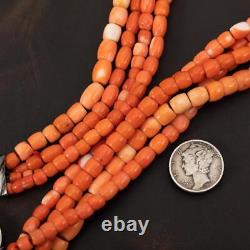 MOMO Coral Bead Necklace Native American Handmade NATURAL Hand Carved YAZZIE Fam