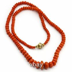 Mario Buccellati Graduated Coral Bead Necklace in 18k Yellow Gold