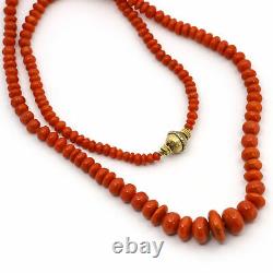 Mario Buccellati Graduated Coral Bead Necklace in 18k Yellow Gold