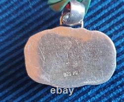 Massive Heavy Estate Sterling Silver Hand Made Dyed Coral Toggle Necklace 17+