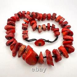 Massive Vintage Necklace Jewelry Women's Beads Natural Coral Natural Red 101 gr