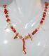 Mixed White Red Salmon Coral Bead Carved Branch 15.5 Necklace 22.5 Grams 7g 80