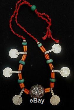 Morocco Splendid Berber necklace, Taguemout bead, genuine coral beads, amazoni