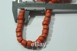 Most Impressive Authentic Hand Carved Coral Barrel Genuine Necklace Beads