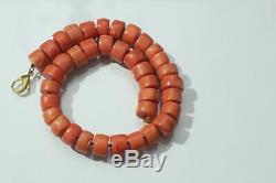 Most Impressive Authentic Hand Carved Coral Barrel Genuine Necklace Beads