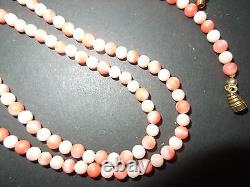 N208 Vtg Pink Coral Necklace Lenght 125 CM Beads 5 MM See Descrip