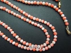 N208 Vtg Pink Coral Necklace Lenght 125 CM Beads 5 MM See Descrip