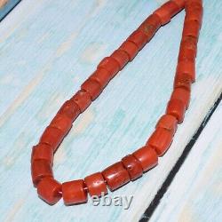 NATURAL CORAL! VTG Salmon RED undyed old necklace Bull's Blood Tibet Mongolia