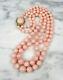 Natural True Angel Skin Pink Coral Bead Necklace 14k Gold 88.4g Highest Quality