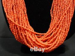 NECKLACE AUTHENTIC(39 STRAND 3 mm BEAD) RED CORAL With HAND MADE KNITTING HQ 6866
