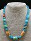Native American Kewa Ronald Chavez Turquoise Inlay Heishi Bead Necklace