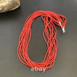 Native American Red Stabilzed Coral Heishi 10S Sterling Silver Necklace 20 1216