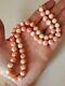 Natural Angel Skin Coral Bead Necklace 14k Filigree Clasp