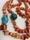 Natural Bamboo Coral Turquoise Bead Asian Jade Bead Necklace