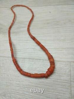 Natural CORAL UNDYED NECKLACE 28,74 g Old Beads Salmon