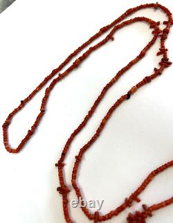 Natural Coral Long Flapper Necklace Victorian undyed 22.2grams