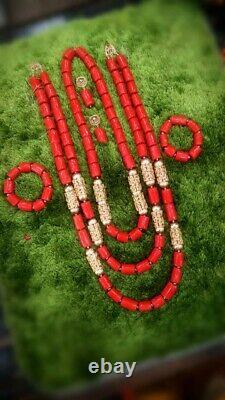 Natural Corals Beads 18k Brazilian Gold Set. Was £250 Summer Sale Now £220 (78%)