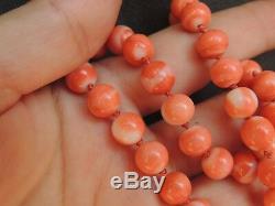Natural MOMO Coral Bead Necklace NO Dye 42 Grams 14K Gold Clasp