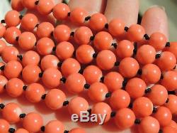 Natural MOMO Coral Bead Necklace NO Dye 69 Grams 14K Gold Clasp