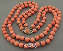 Natural MOMO Coral Bead Necklace NO Dye 69 Grams 14K Gold Clasp