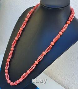 Natural Pink Coral Bead 27 1 Strand Necklace