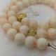 Natural Pink Coral Authentic Necklace 11mm Beads And Gold 18k 83.7 Grams