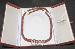 Natural Red Coral Bead Necklace / Strand With 18 Kt Gold Clasp 24