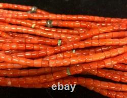 Natural Red Coral Beads 11 Rows 24 Inches Each Necklace App. 800 Ct
